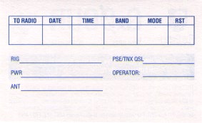 Back of generic QSL card